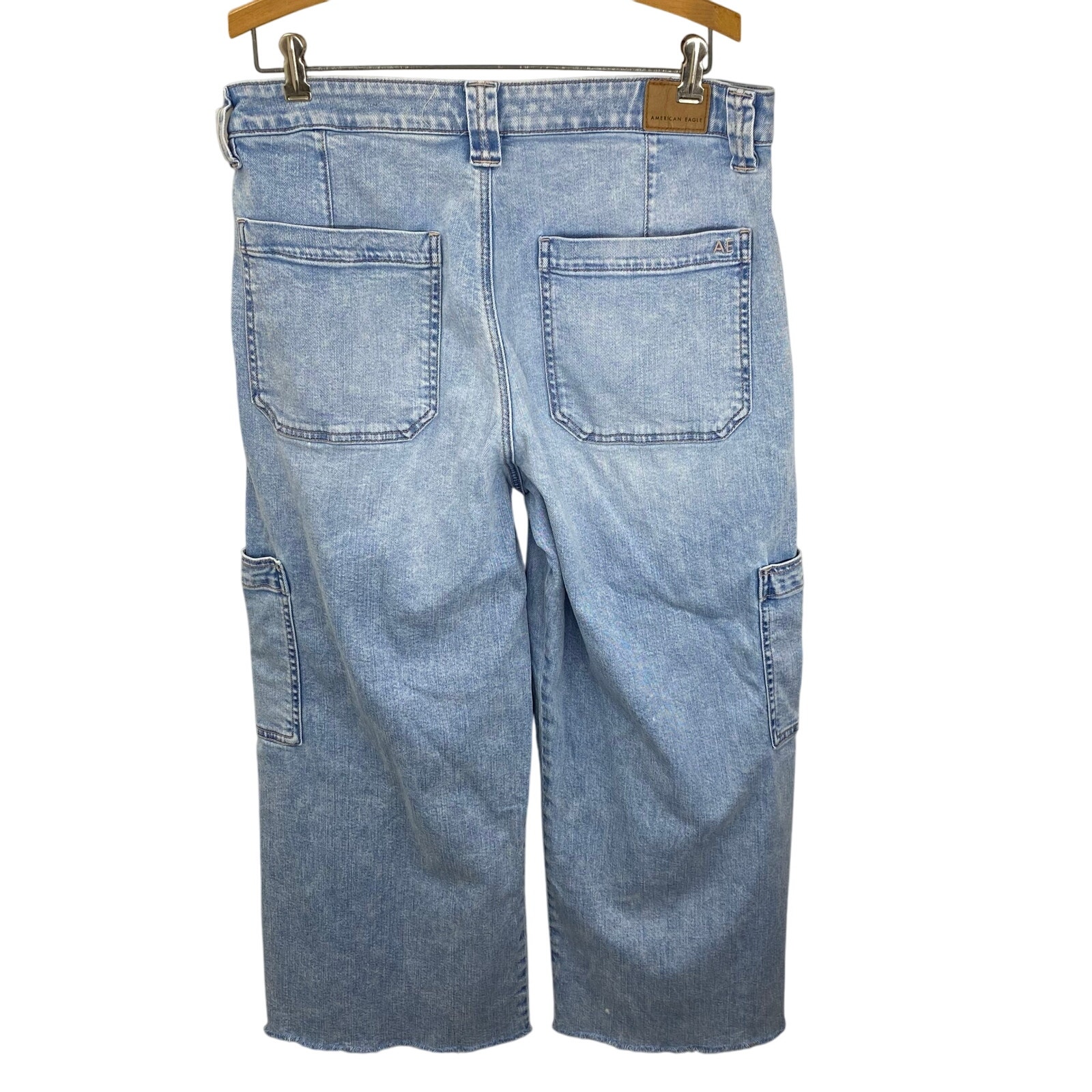 AE American Eagle Outfitters Super High Rise Baggy Wide Leg Cargo Jeans size 12