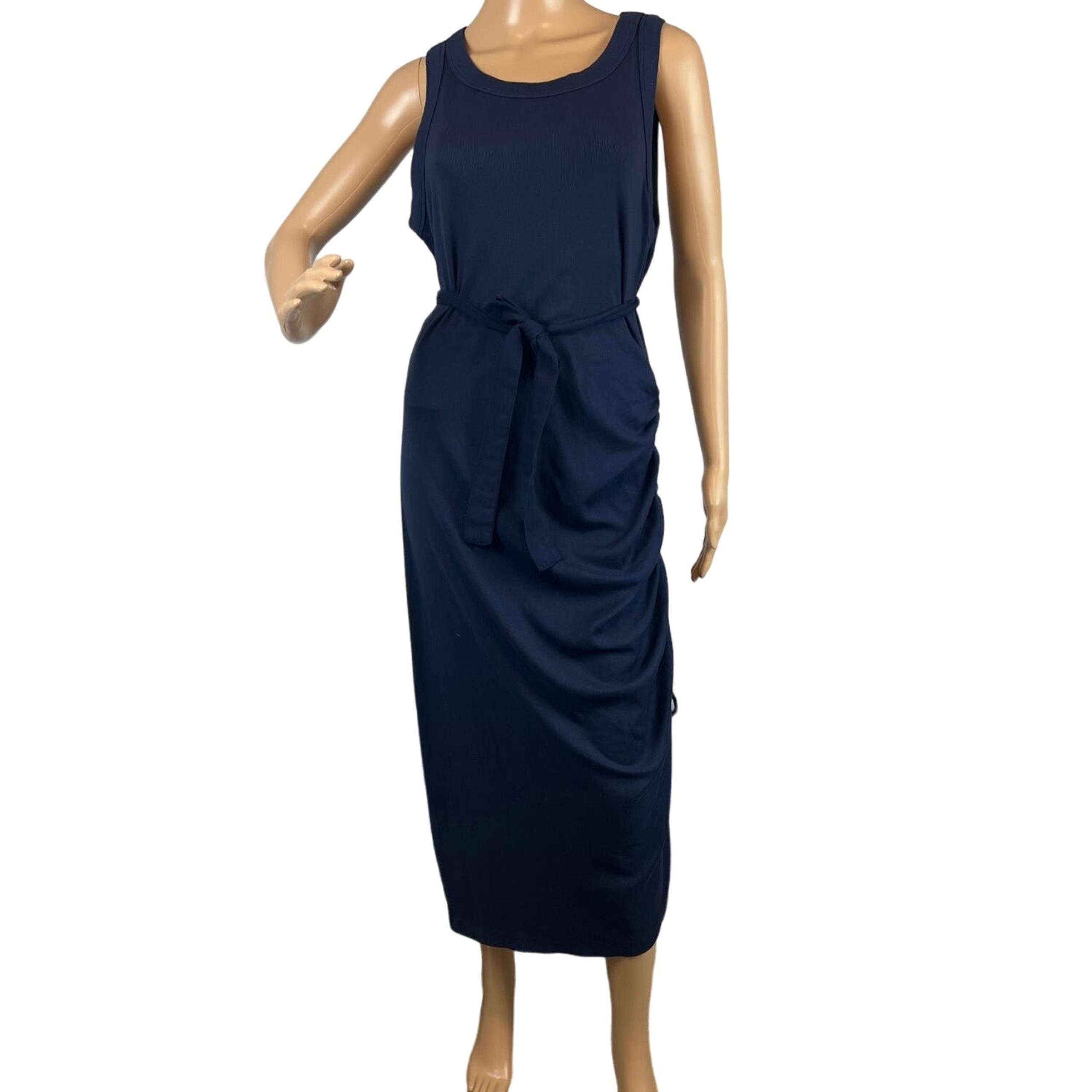 Michael Stars Plus Size Hope Midi Dress Ultra Rib Admiral Blue 2X NWT Stretchy