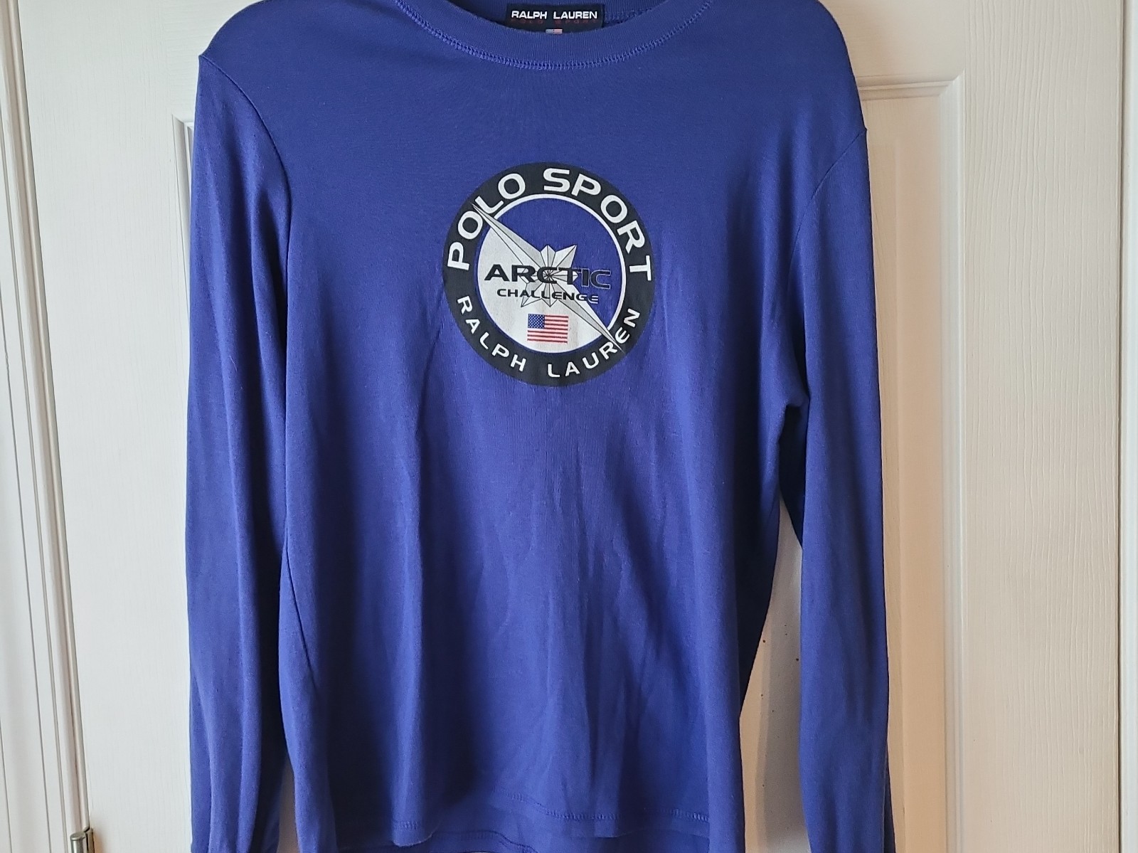Vintage Ralph Lauren Polo Sport Shirt Womens Large L Blue Arctic Challenge