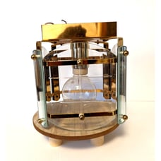 Vintage Postmodern Brass Glass Ceiling Light Fixture Art Deco Hollywood Regency