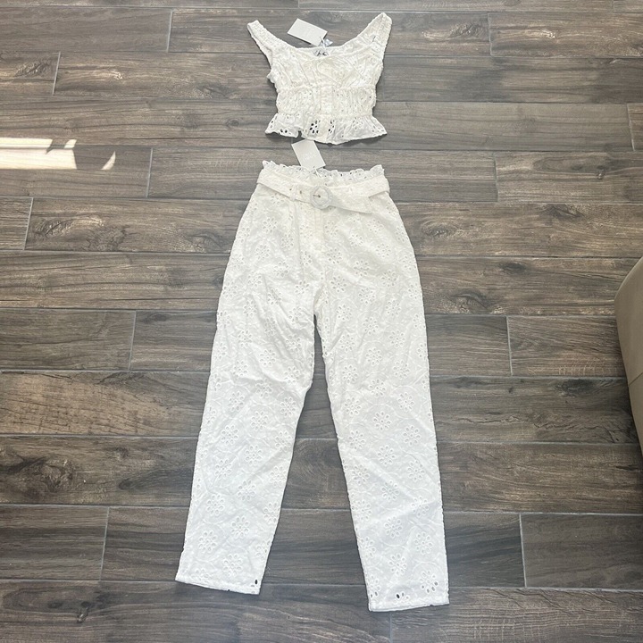 Sabo Luxe Mackenzie Eyelet Top XS Seraphina Eyelet Pants White Lace Small