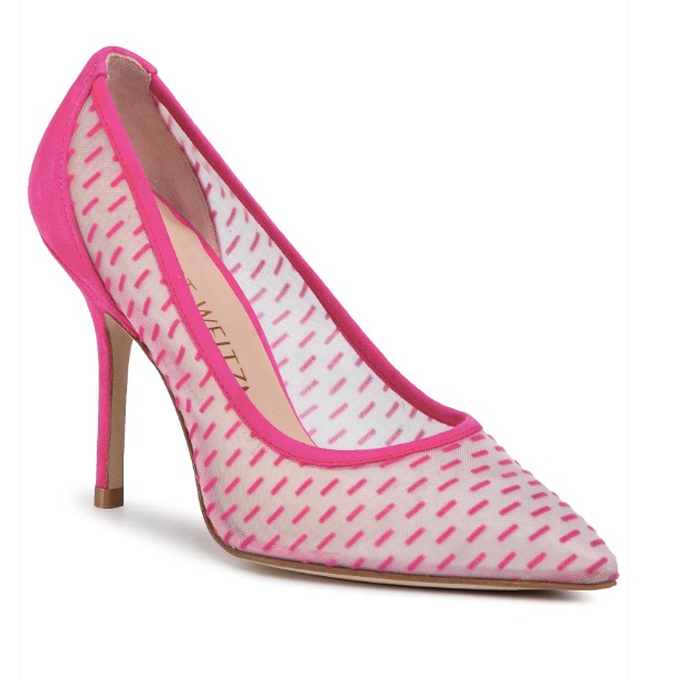 STUART WEITZMAN Women's Tasha 100 Dash Mesh Pumps in Hot Pink