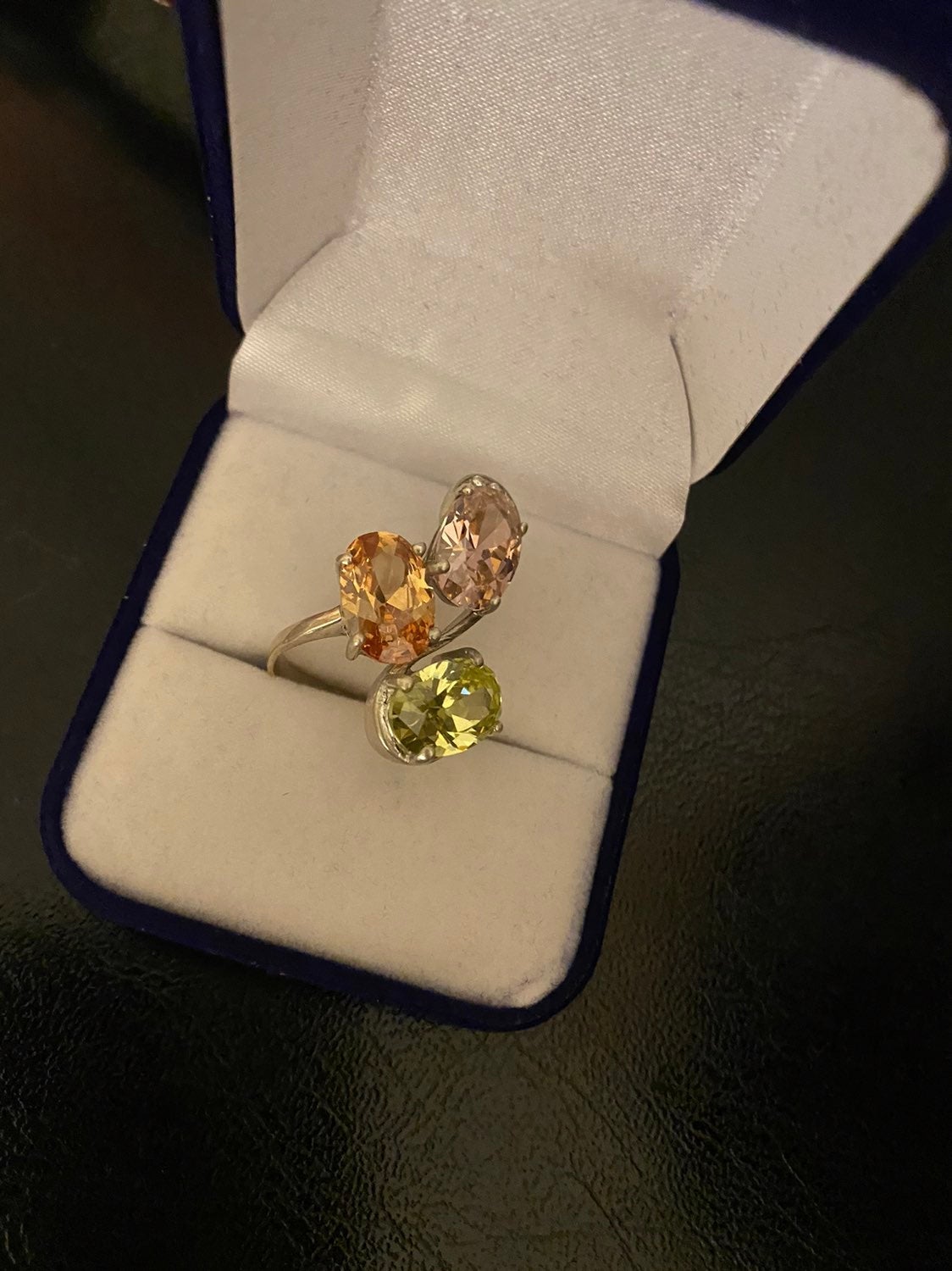 Multicolor silver ring with Swarovski