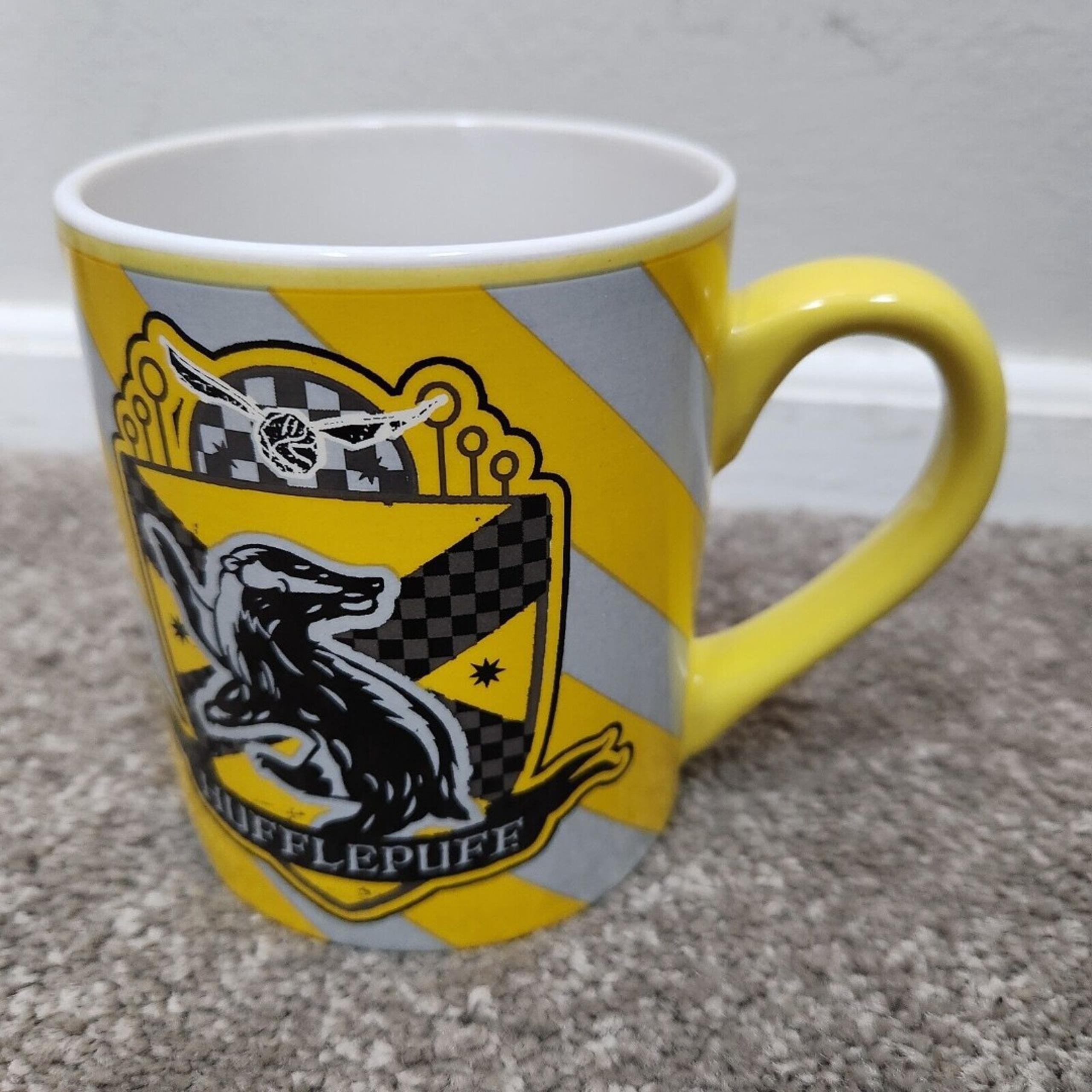 Harry Potter Hufflepuff Quidditch Team Yellow Striped 14 oz Ceramic Coffee Mug