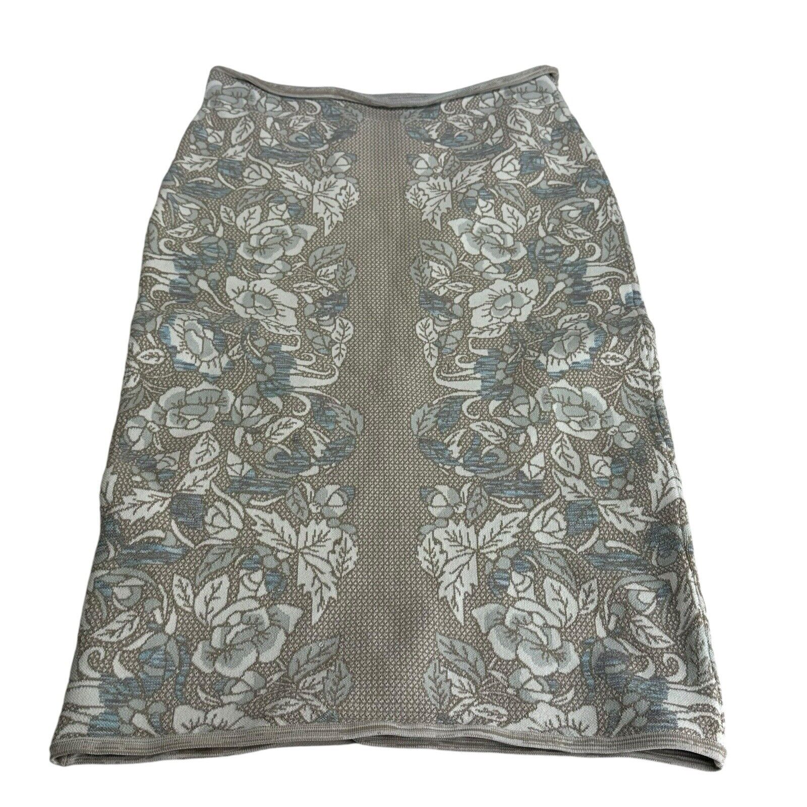 BCBGMAXAZRIA Leger Blue Gray Floral Bandage Pencil Skirt Size M