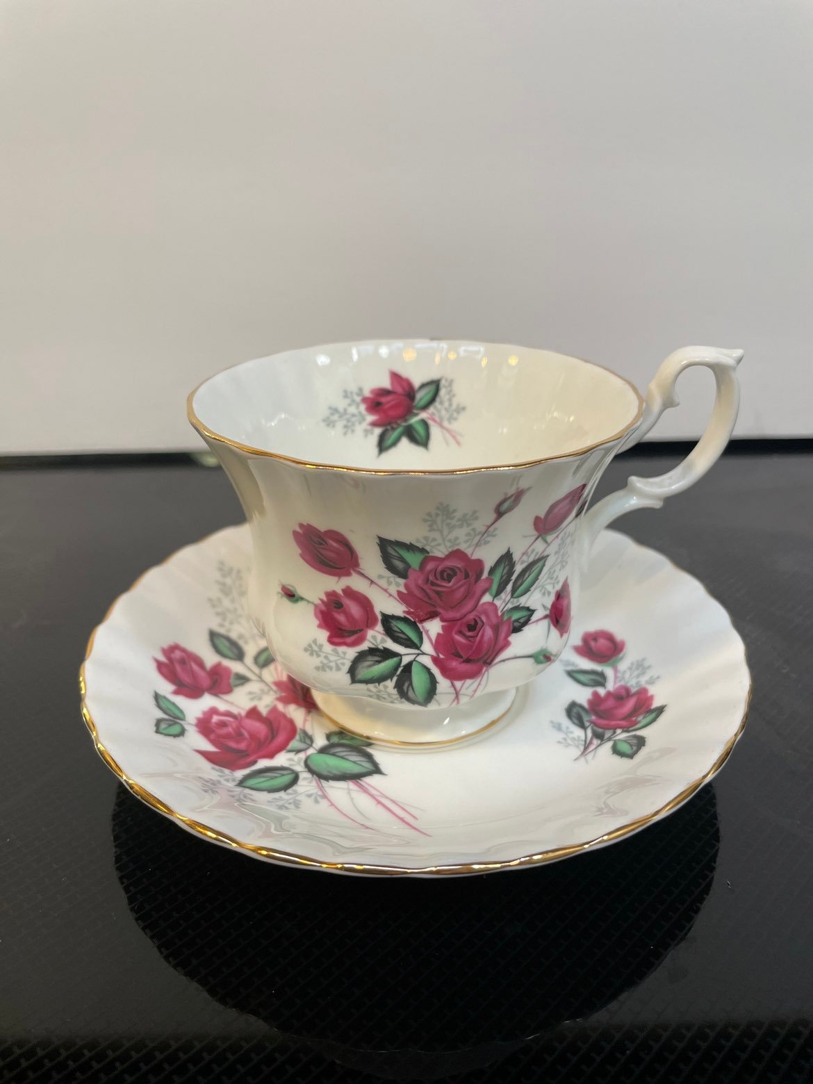 Vintage Royal Albert Pink Roses Teacup and Saucer