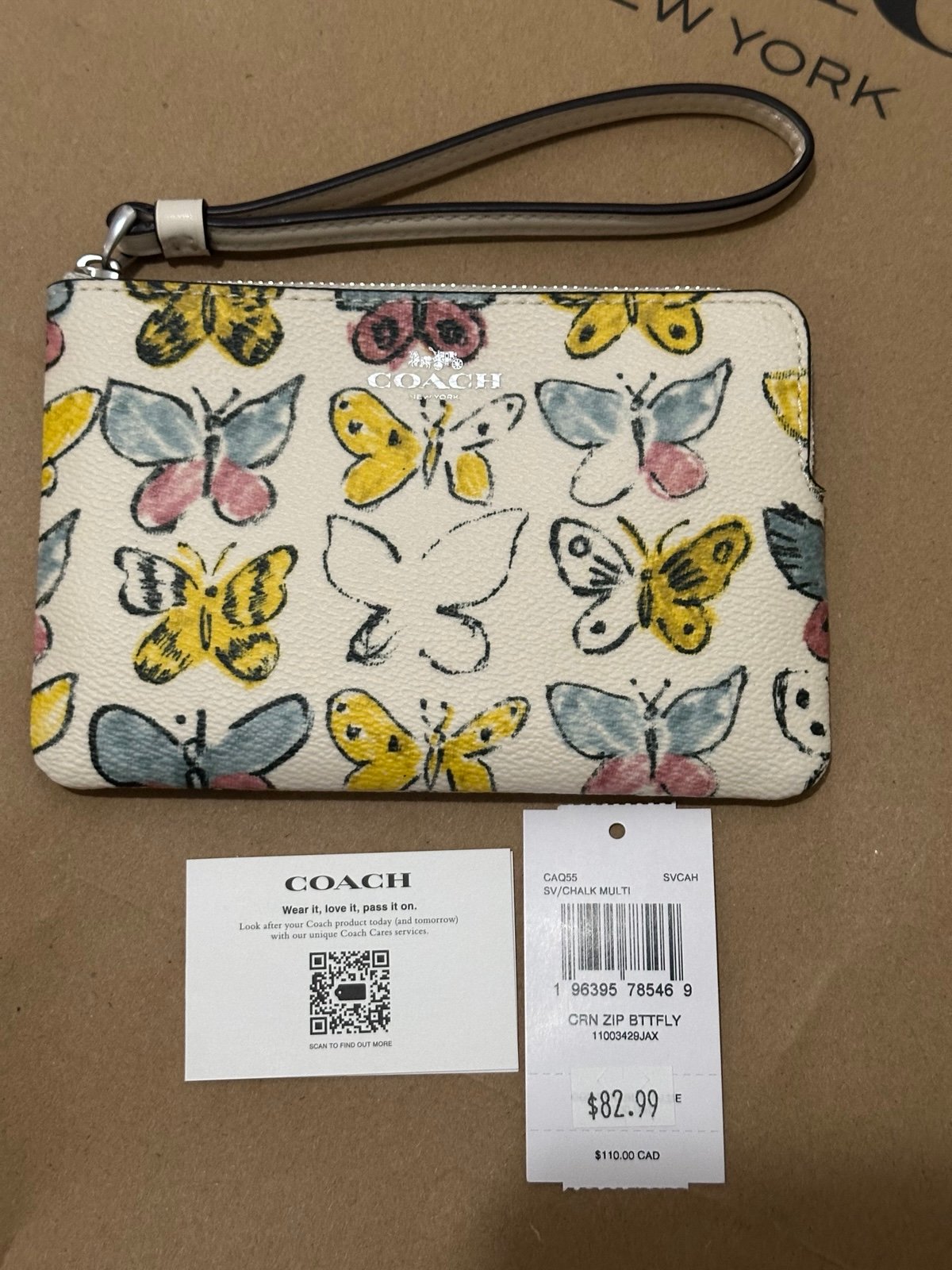 Coach wristlet butterfly print NWT CAQ55