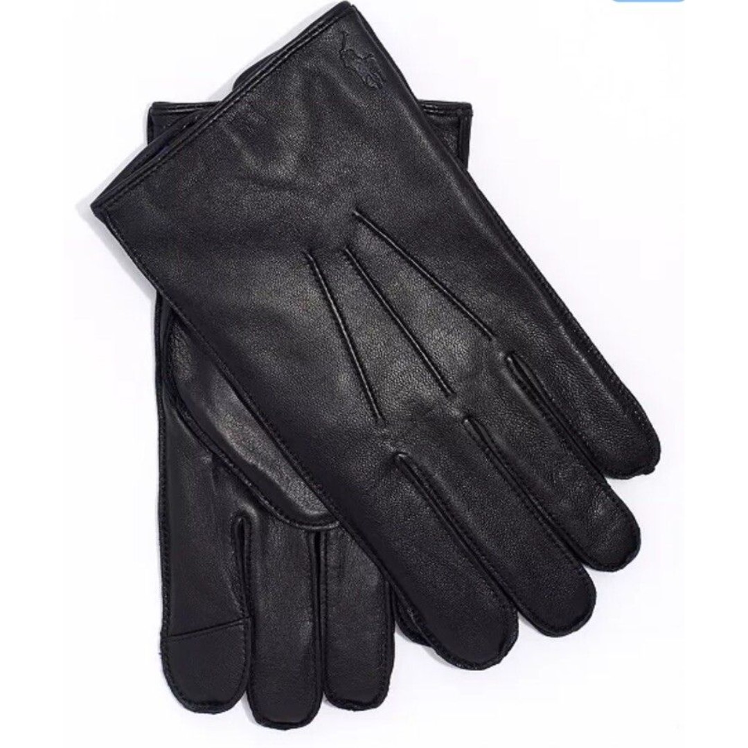 Polo Ralph Lauren Men's Water-Repellant Leather Gloves Size: Large NWT