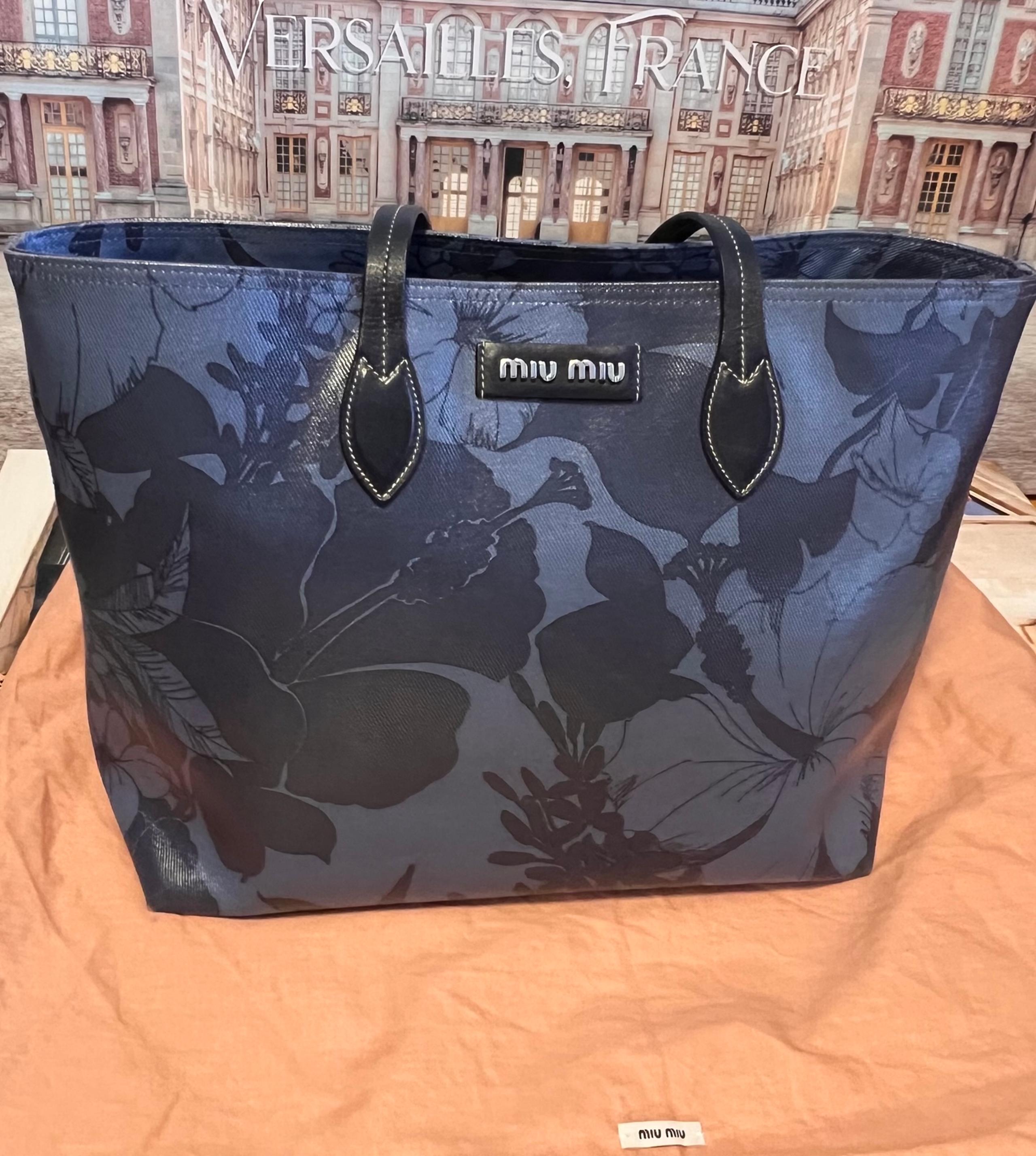 Miu miu floral leather tote