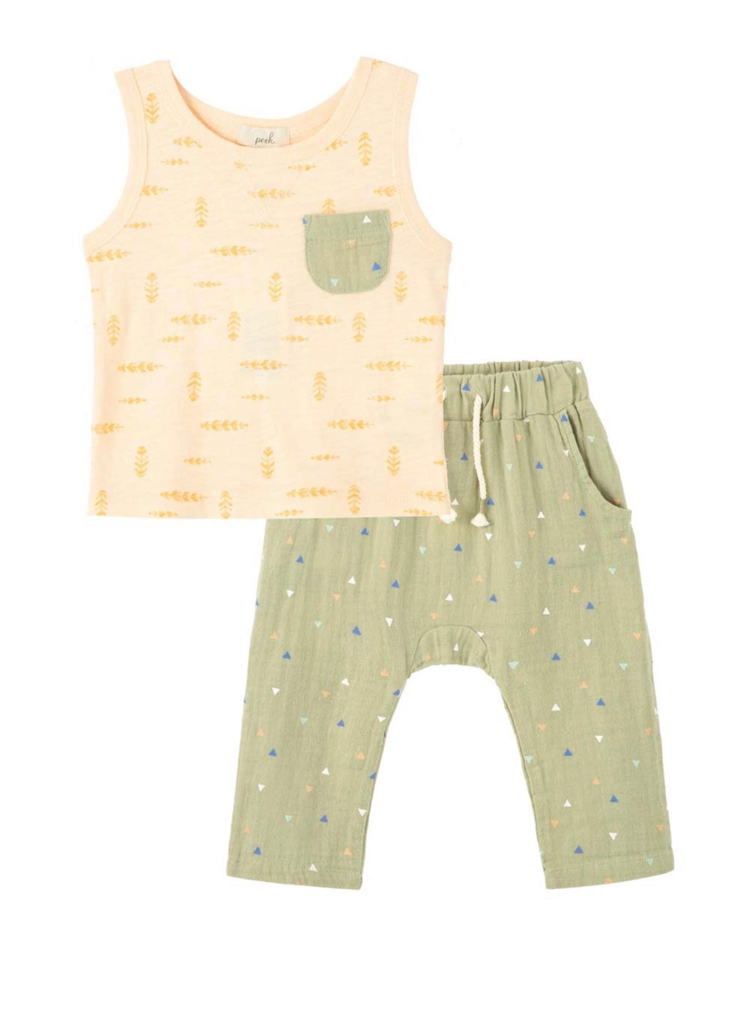 Peek Kids | Light Peach Lee Tank & Khaki Pants - Infant sz 3-6 months nwt
