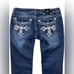 Miss Me Jeans Womens 31 Blue Denim Tribal Signature Cuffed Capri