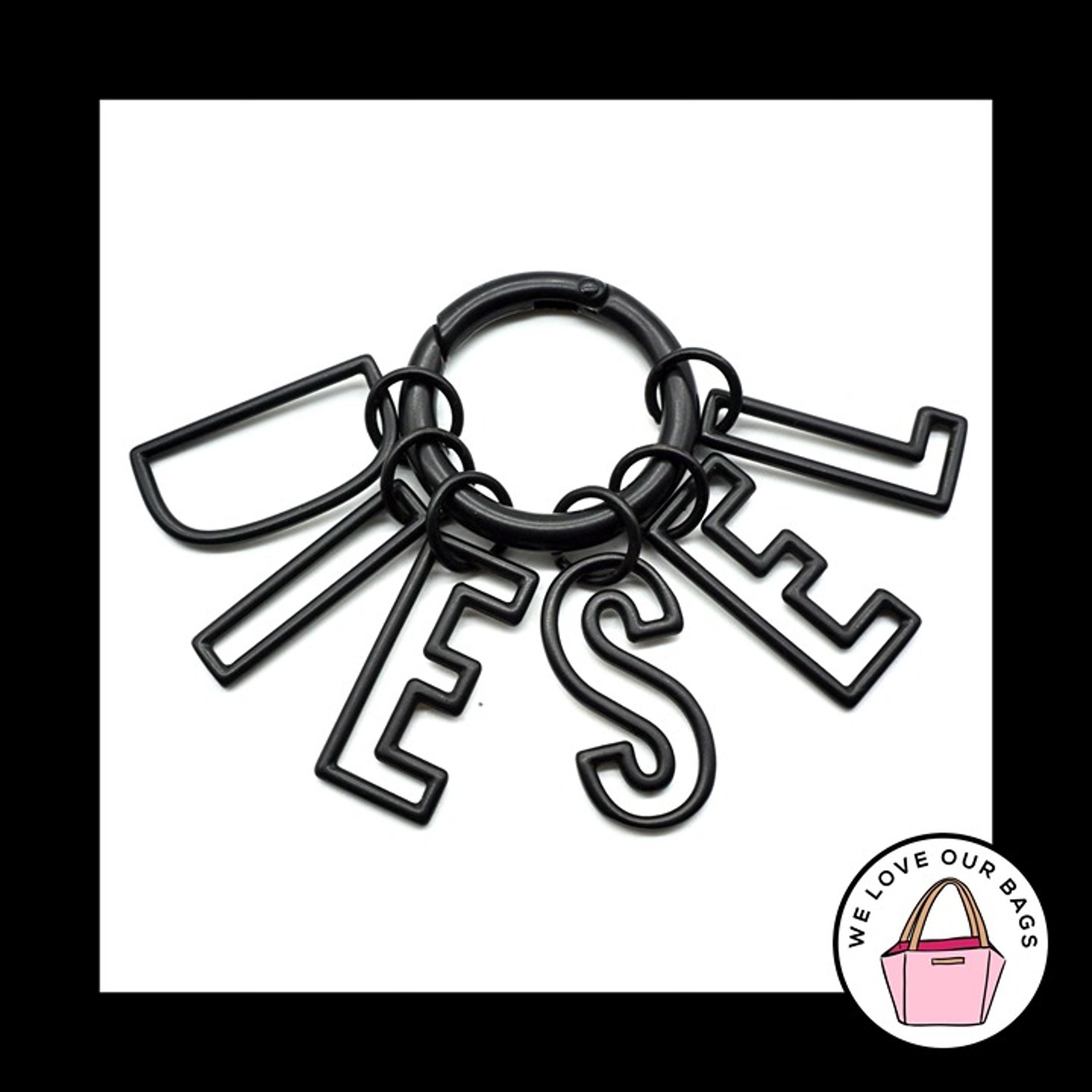 Rare DIESEL Black Letter Cutout Initial Metal KeyFob Bag Charm Keychain Hang Tag