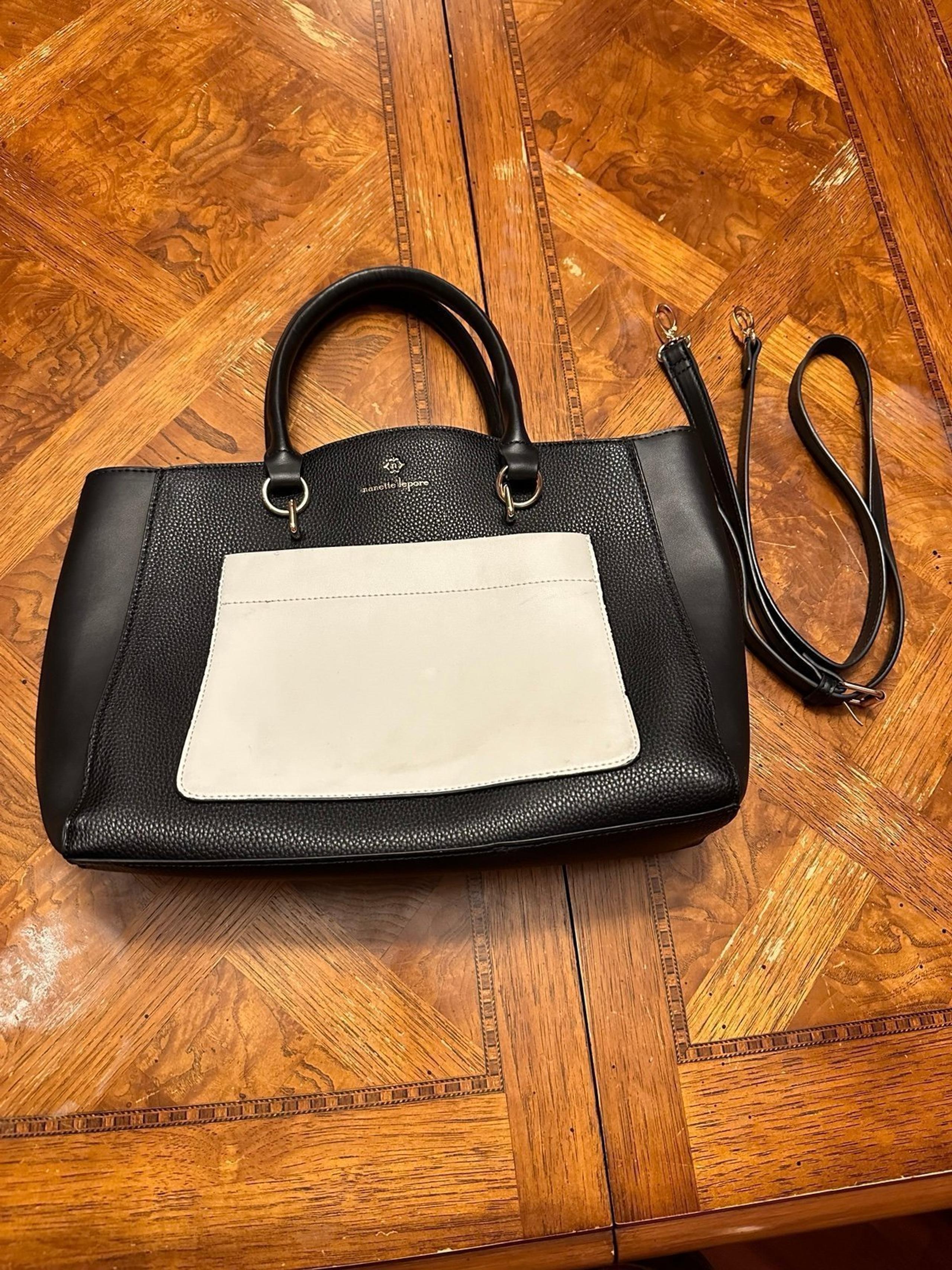 Nanette Lepore Black Vegan Pebbled Leather Zippered Bag tote/purse