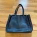 PULICATI Leather Tote Large Multi-Pocket Italy Black Gold-Lined Footed Bag READ