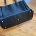 PULICATI Leather Tote Large Multi-Pocket Italy Black Gold-Lined Footed Bag READ
