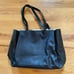 PULICATI Leather Tote Large Multi-Pocket Italy Black Gold-Lined Footed Bag READ