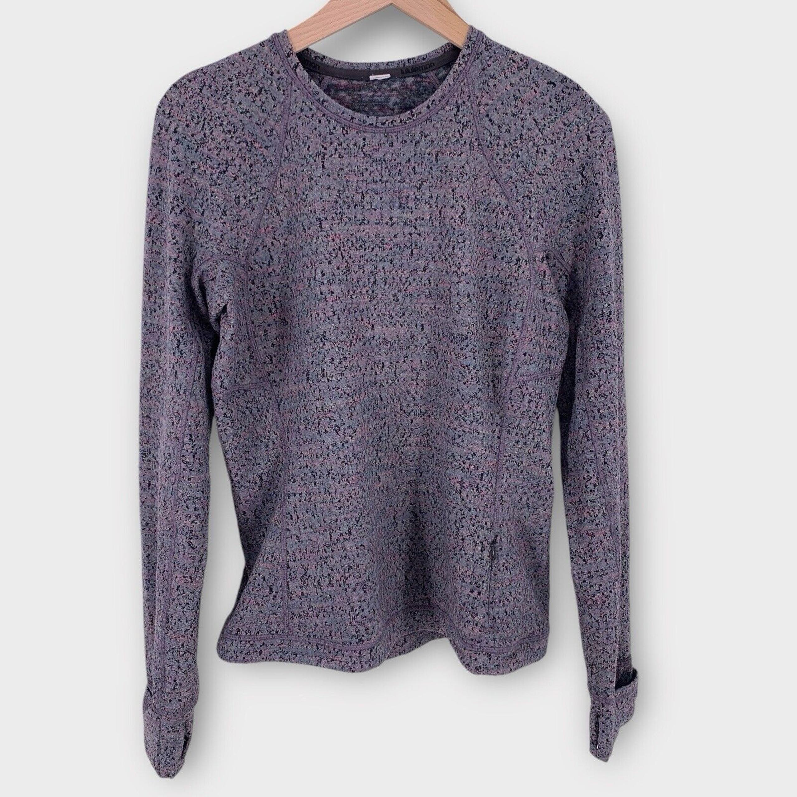 Lululemon Runderful Top Gray Long Sleeve Neon Tweed 10