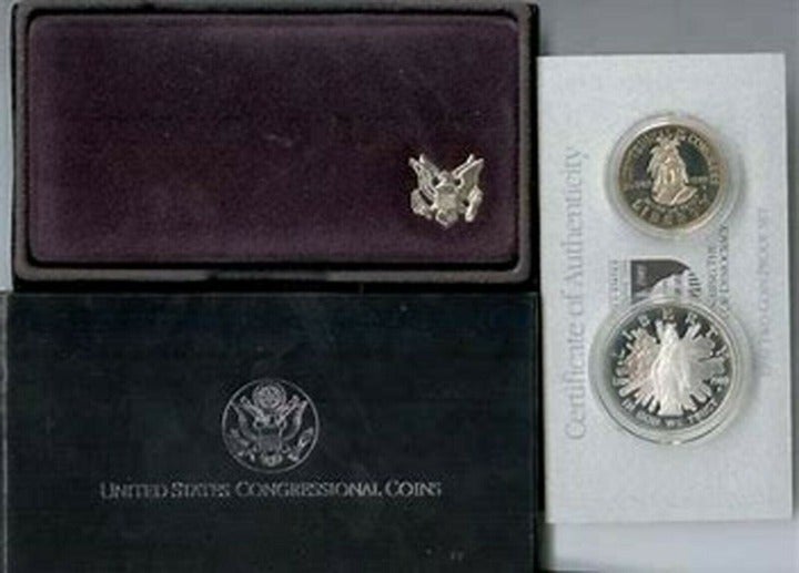 1989 CONGRESSIONAL 2 Coin SILVER Dollar + Clad Half Dollar Proof Congress Set