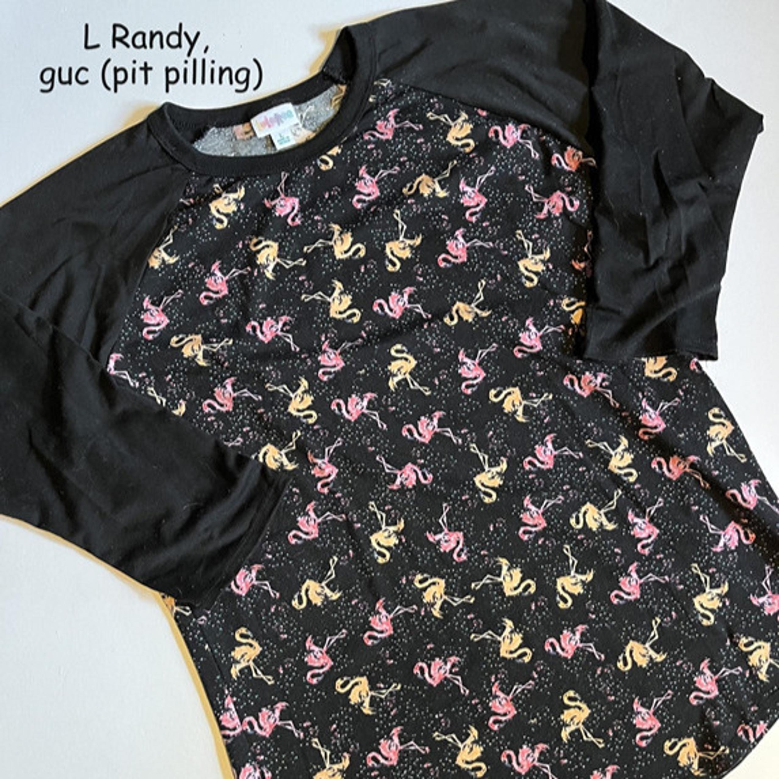 Large Lularoe Randy unisex jersey, black with flamingos