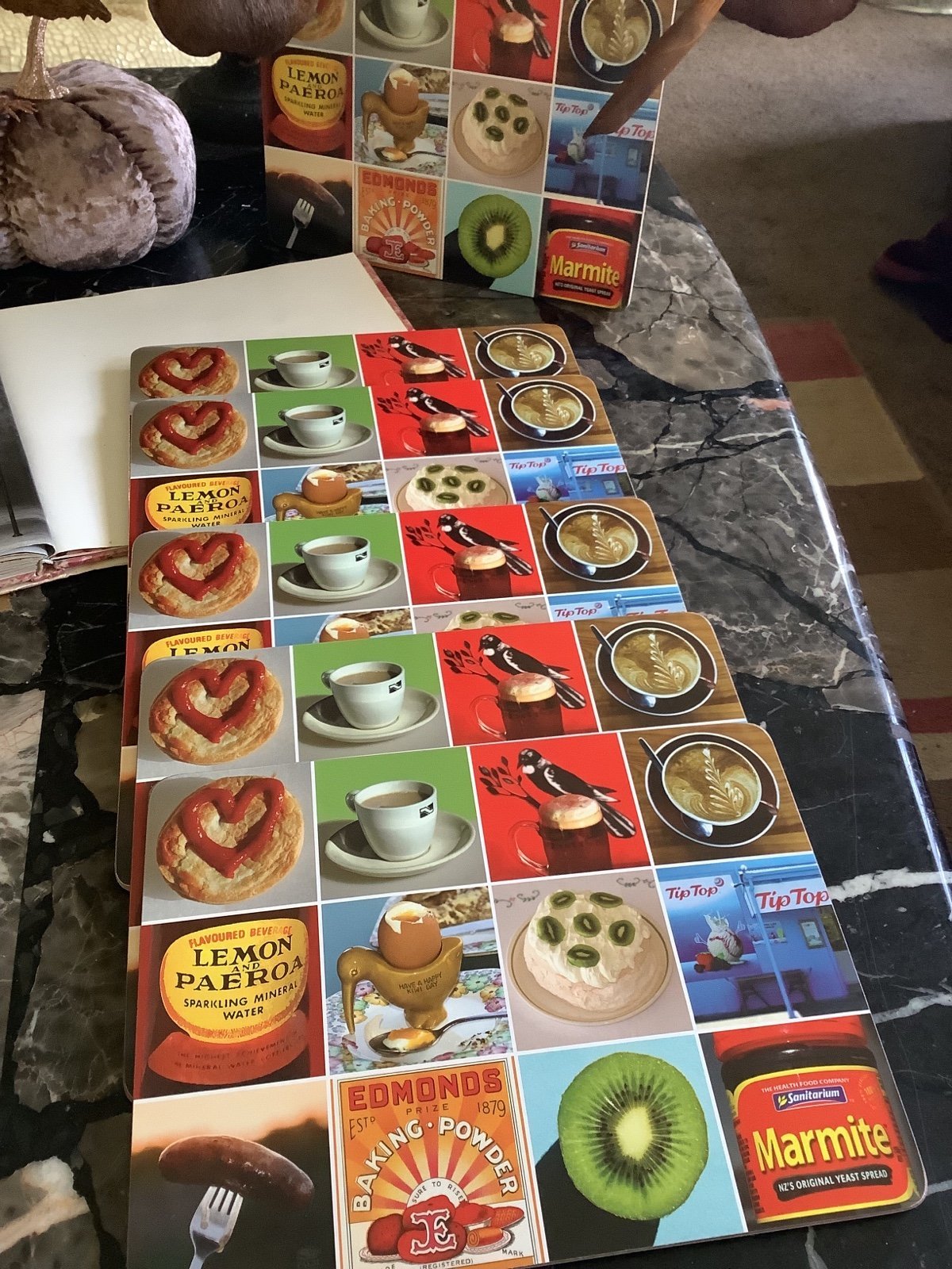 Jason products vintage hardshell table food themed placemats set of 6