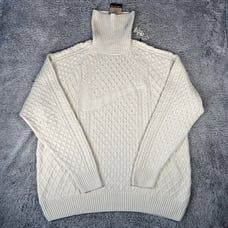 Nike Life Cable Knit Turtleneck Sweater Size Large Men Light Bone FB7770-072