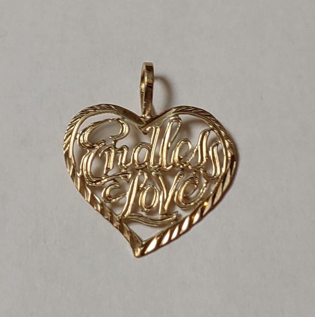 New 14k Gold Endless Love Heart Charm Pendant