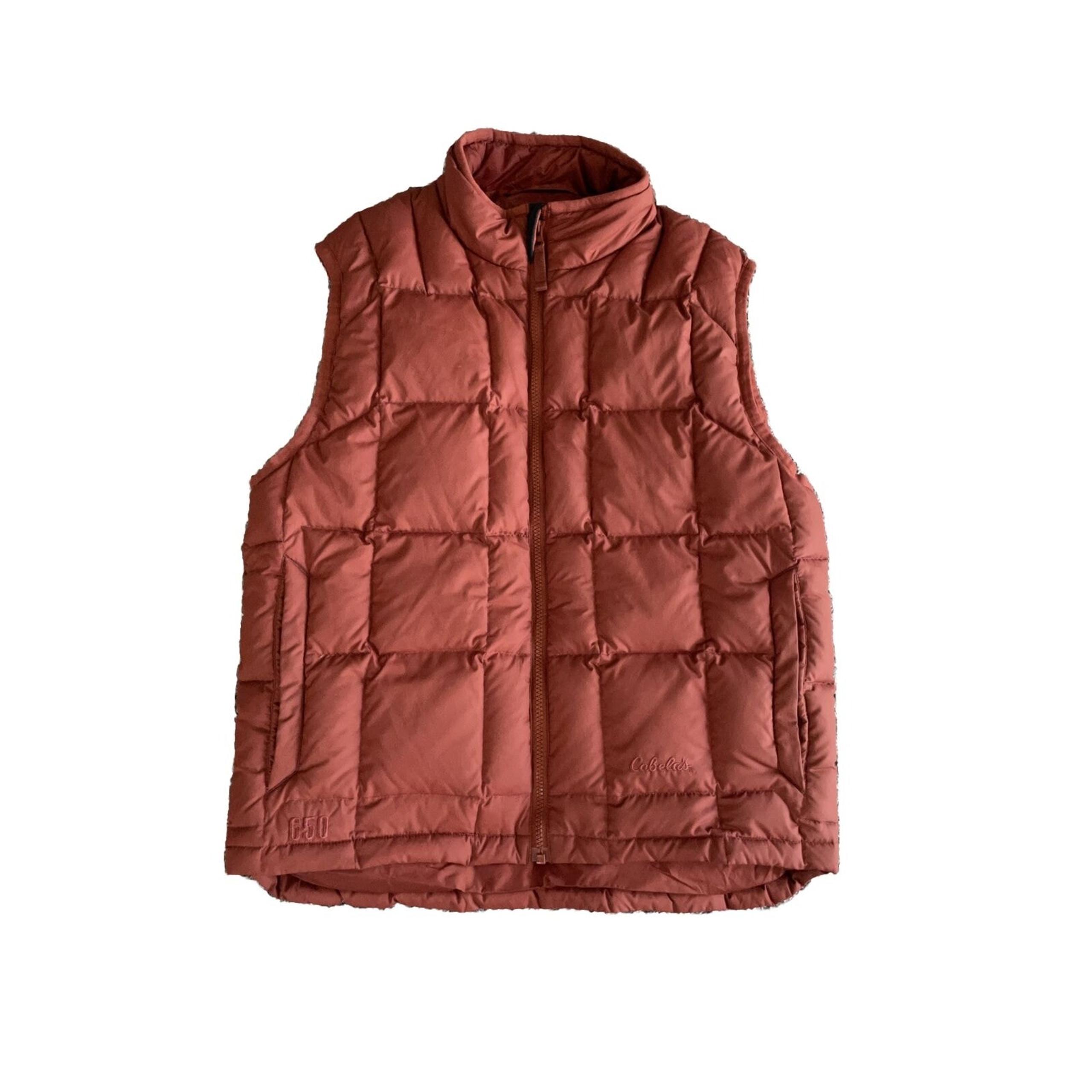 Cabelas Premier Northern Goose Down Vest 650 Fill Puffer Men’s Size Small Copper