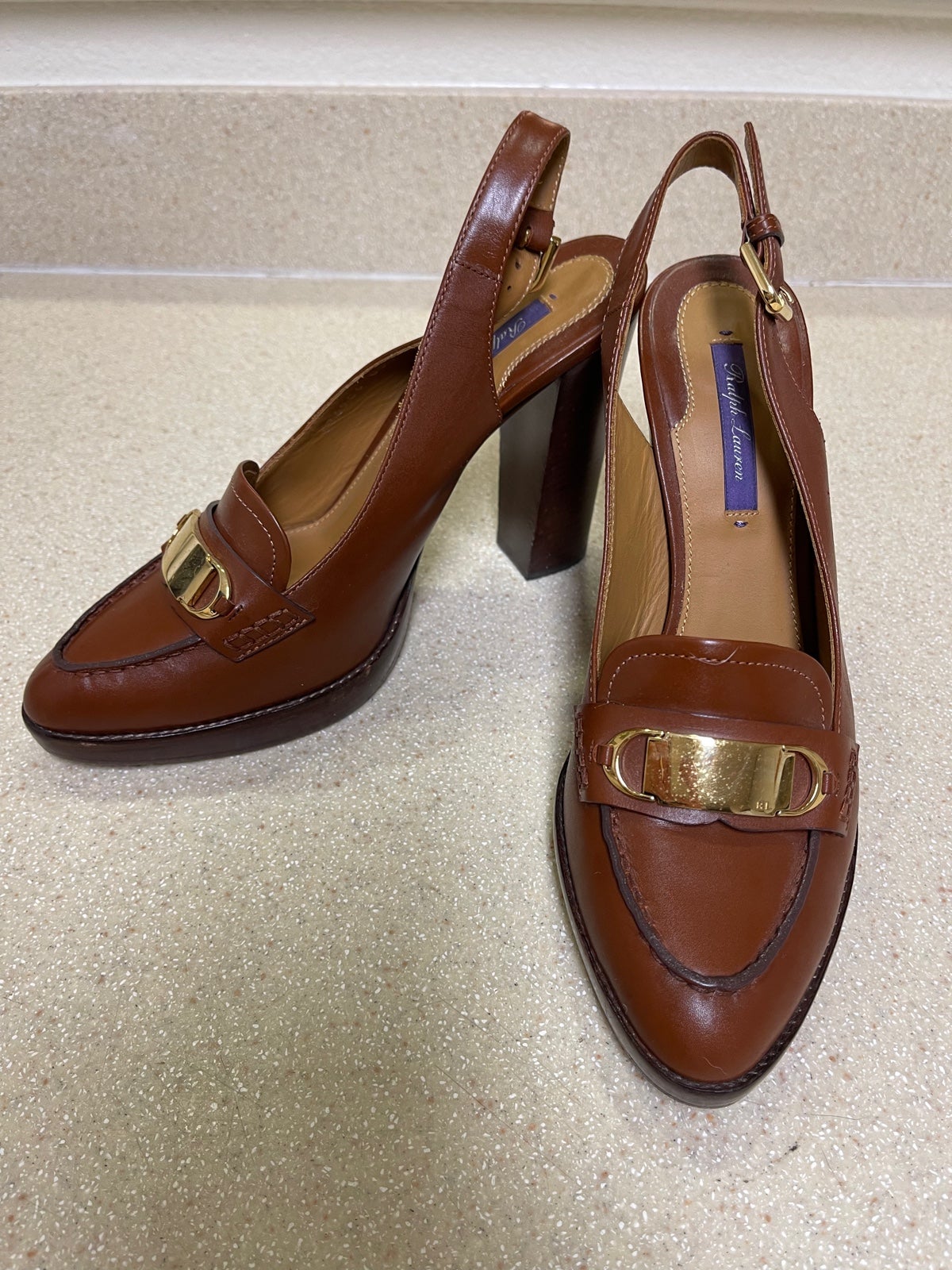 Ralph Lauren purple label loafer high heels