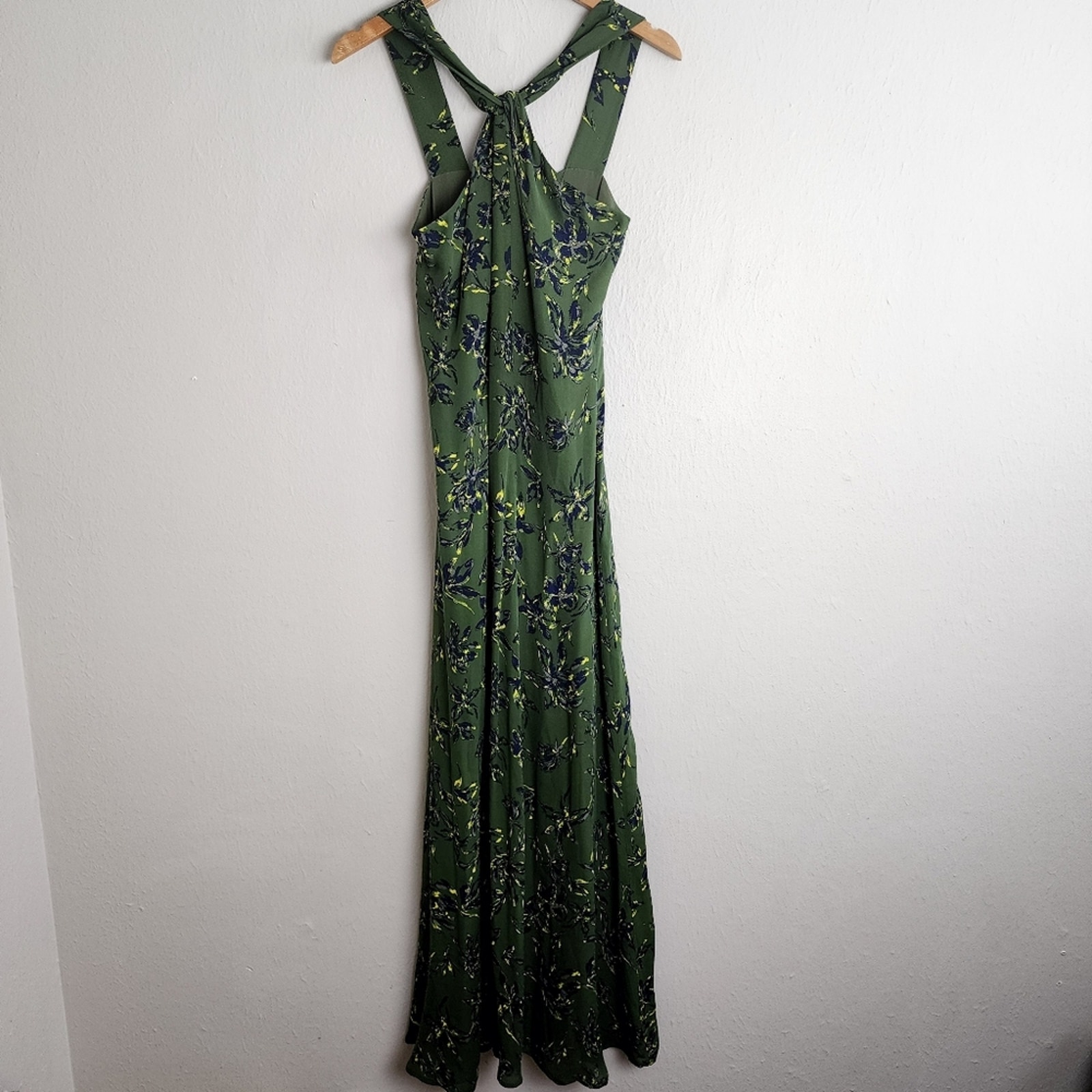 NWT L'agence Green Floral Front Twist Maxi Dress