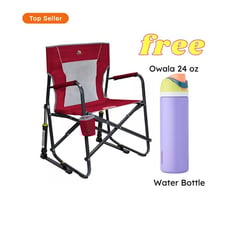 NEW | GCI Outdoor Freestyle Rocker Mesh Chair - Red - Gift Water Bottle
