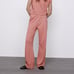 Zara Flowing Wide Leg Trousers in Pink Size Medium