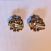 Vintage De Mario Turquoise and Gold Art Deco Clip-On Earrings.