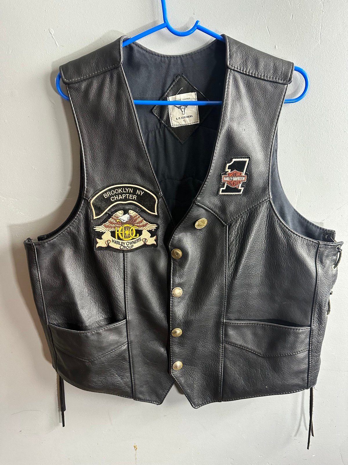Harley Davidson Leather Vest Biker BK Racer Motorcycle Genuine Jacket Size XL