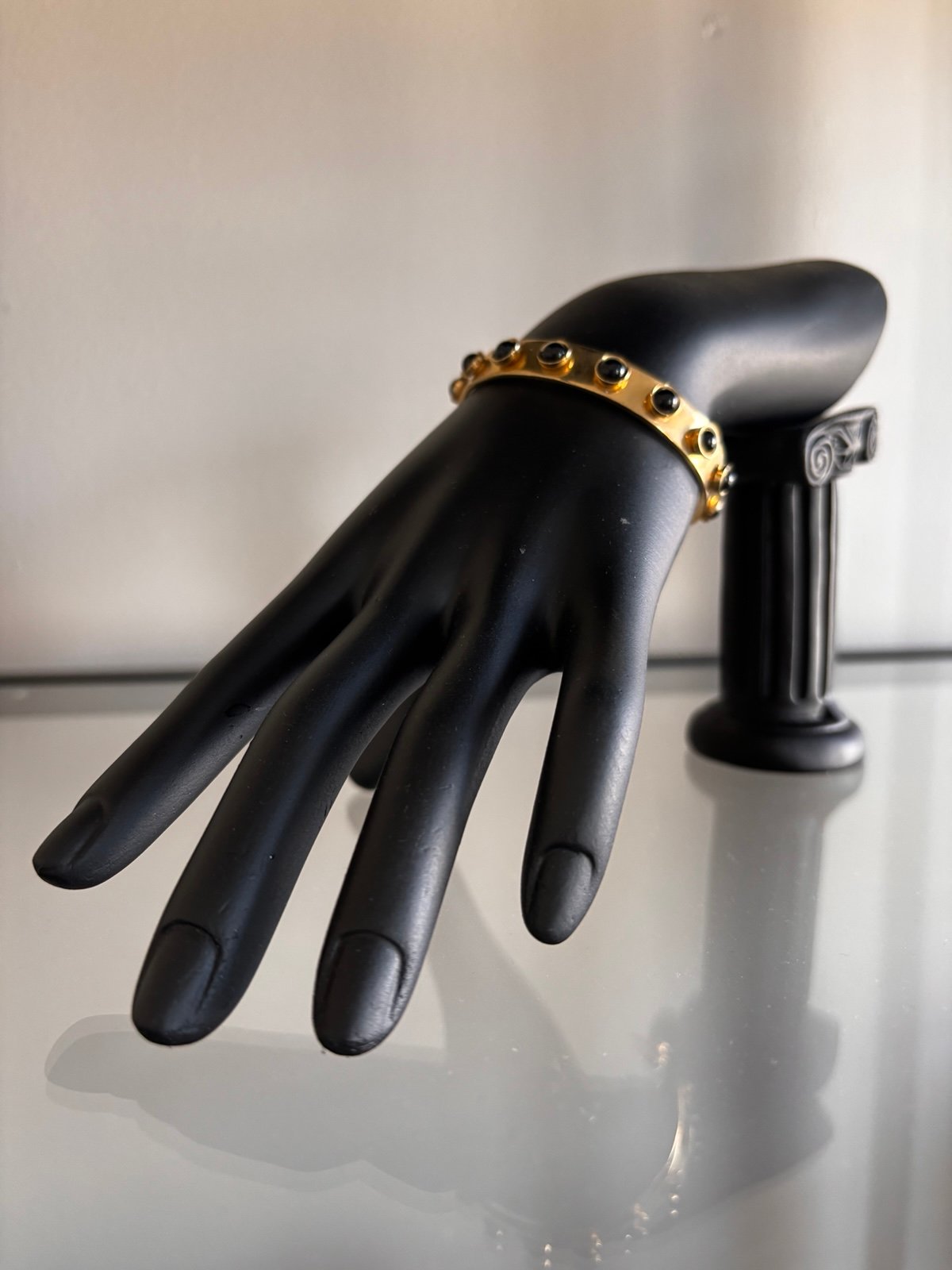 Shelly Brown Cuff Bracelet Gold Plated with Hematite Stones