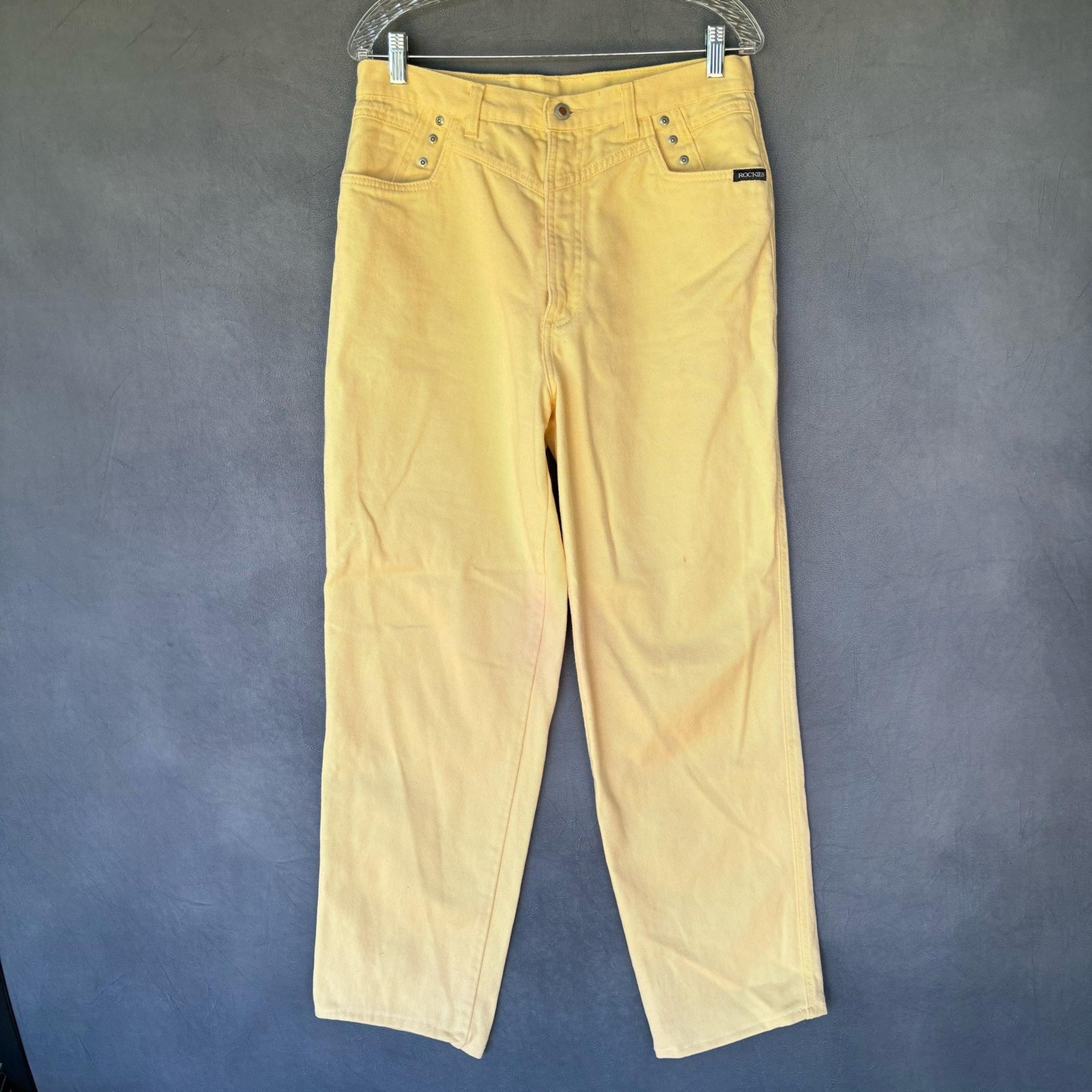 Vintage Rockies Jeans Yellow Women's 34/15 Denim 80's Made in USA High Rise