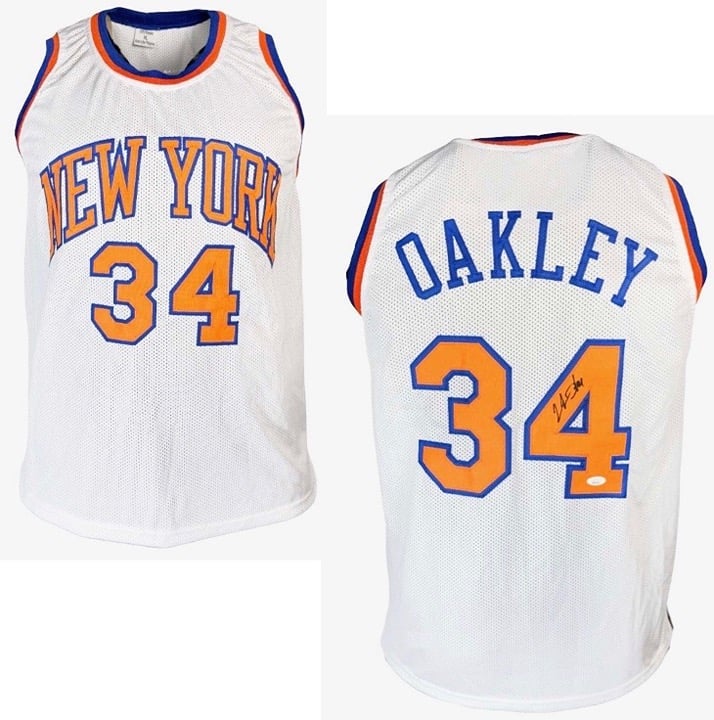 Charles Oakley Autographed New York Custom White Basketball jersey (JSA)