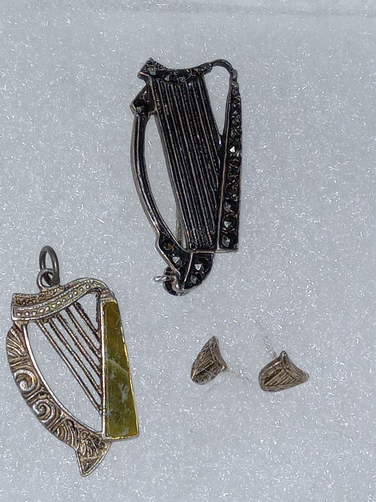Vintage 3 piece sterling silver harp set