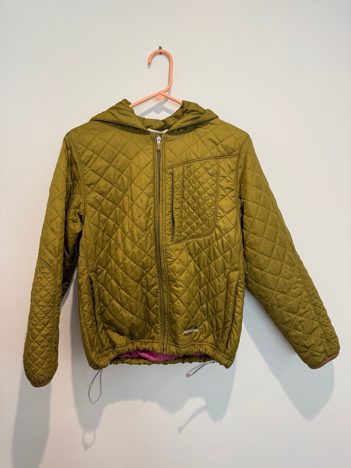 Obermyer women’s hooded down jacket green olive size large juniors