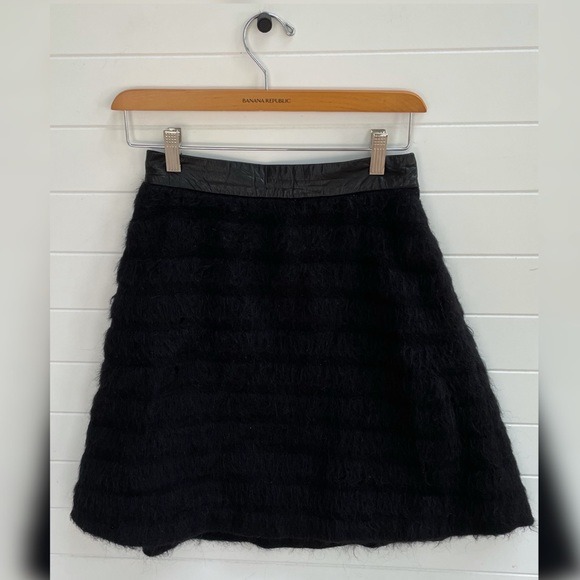 Tsumori Chisato Mohair Side Zip Leather Band Skirt