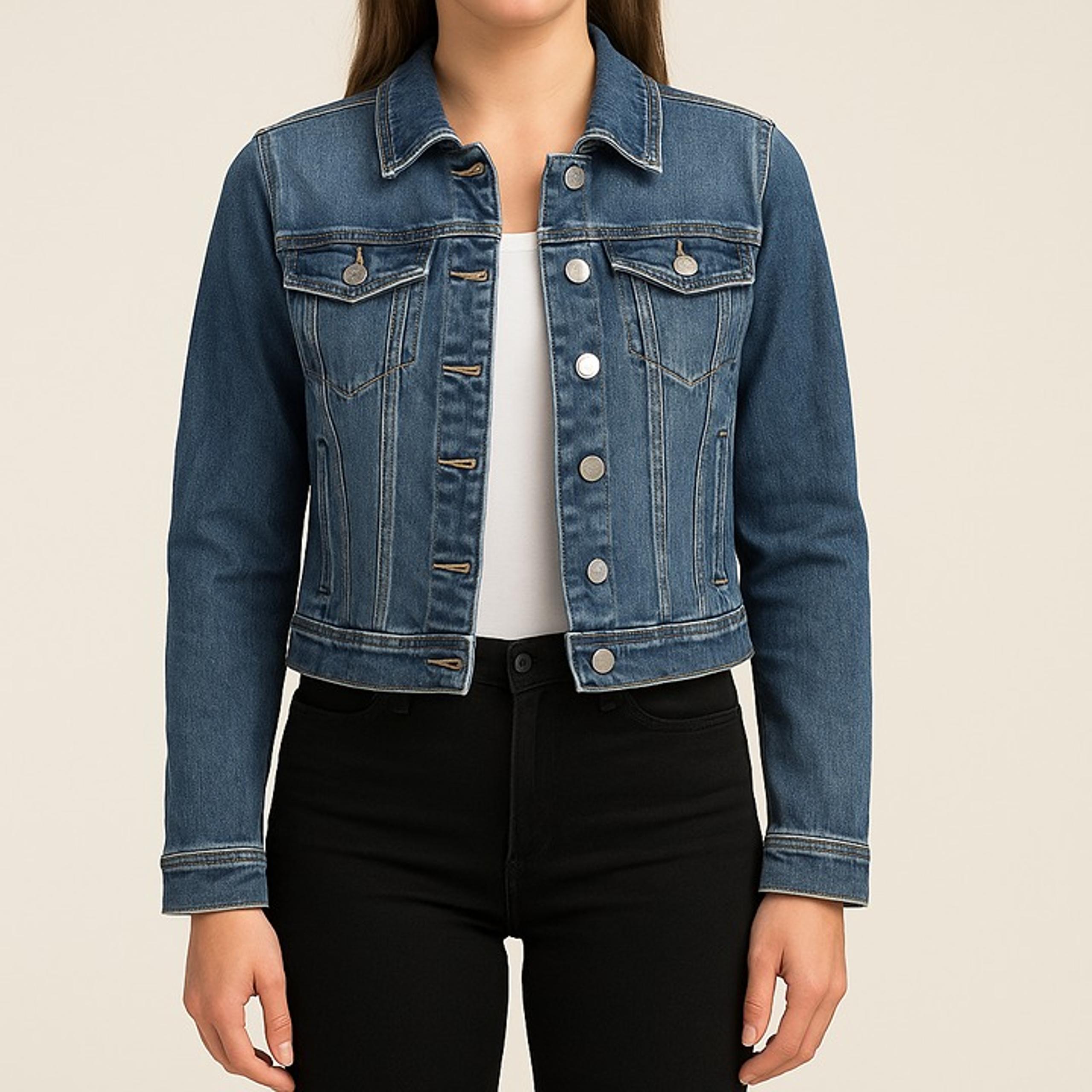 New Women's Sonoma Crop Jean Jacket size Medium M Long sleeves Denim New w/ tags