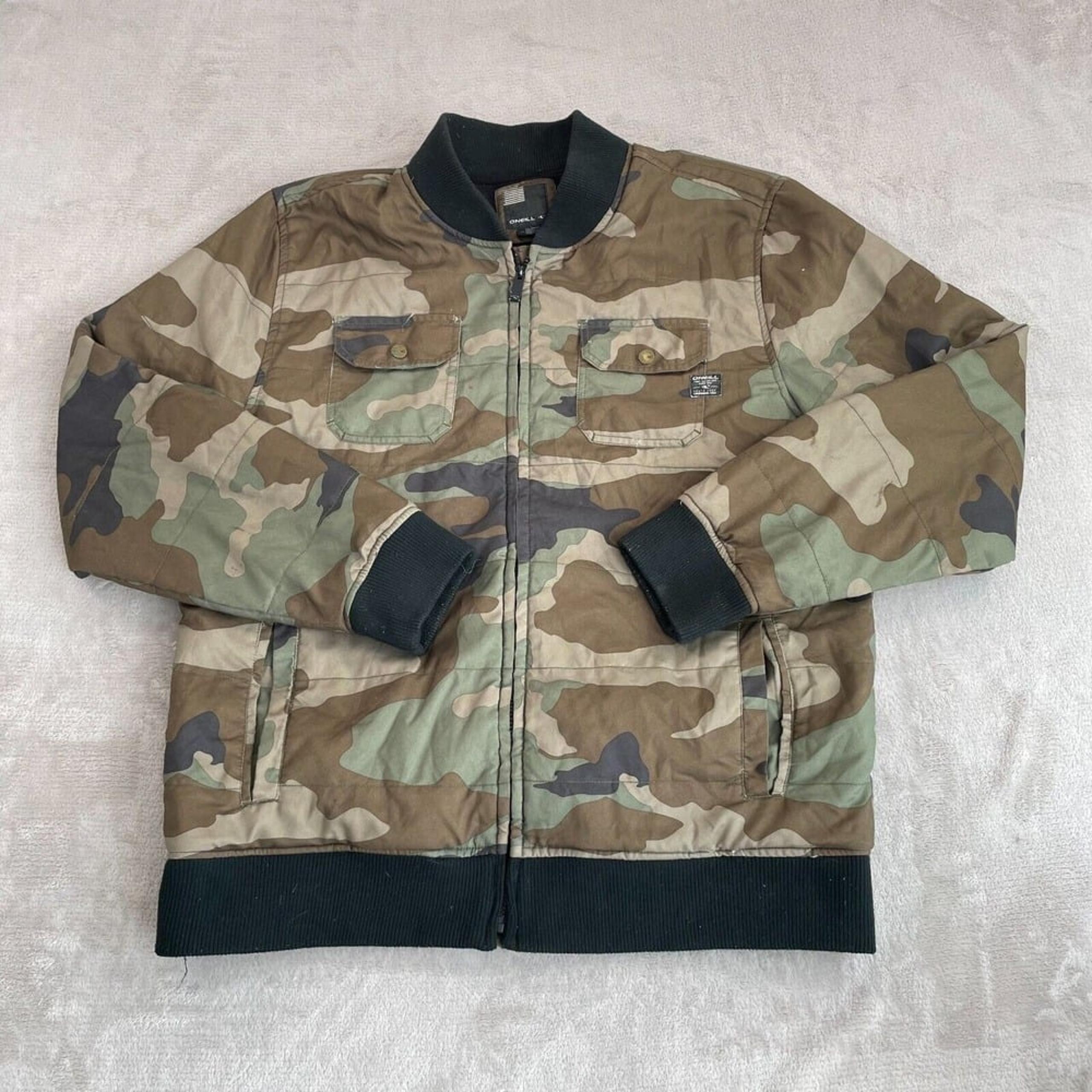 Oneill Jacket Men 2XL Woodland Camouflage Fleece Lined Full Zip Pockets Beach