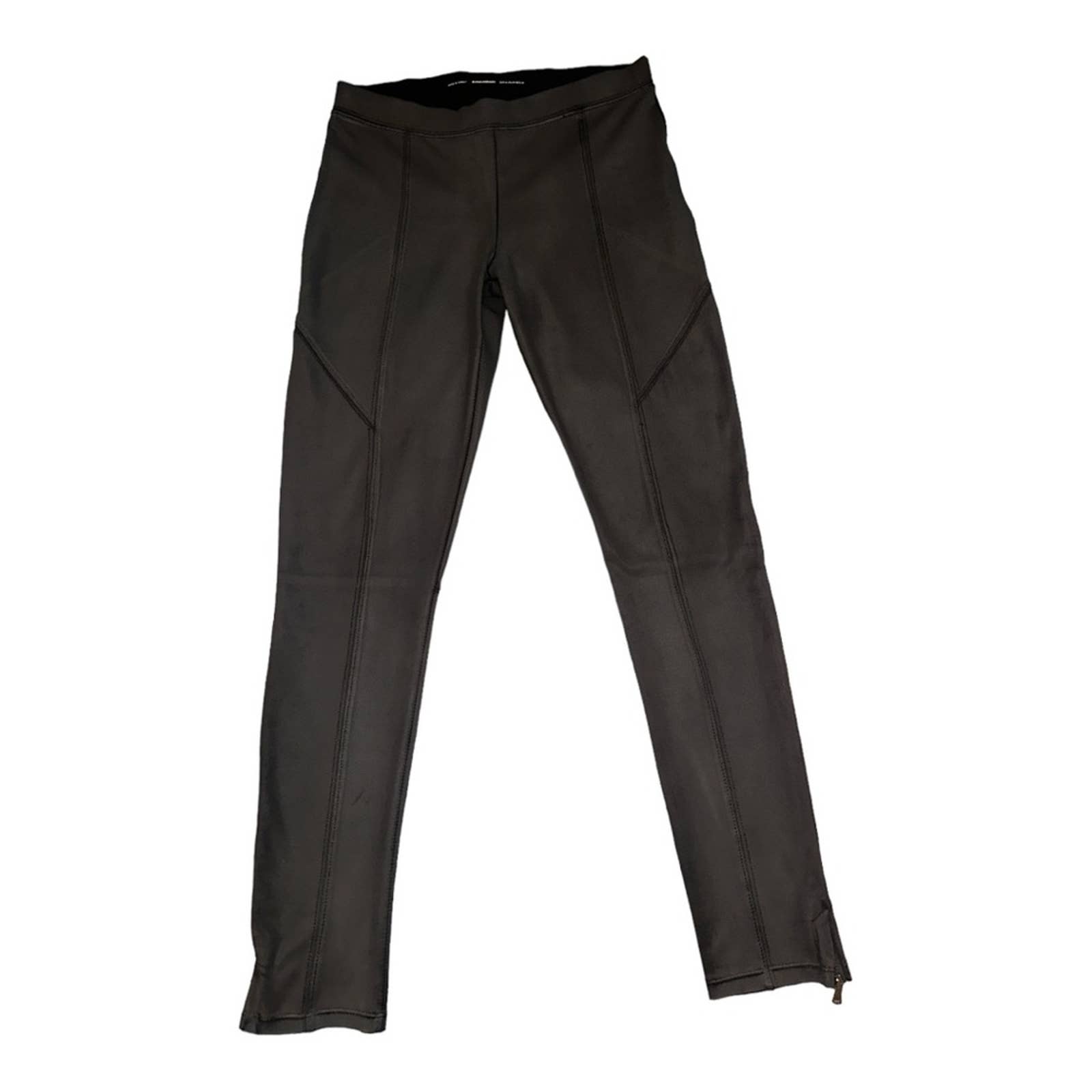 ZARA FAUX LEATHER MOTO LEGGINGS IN GUNMETAL GREY SIZE M