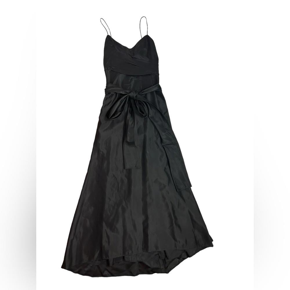 Vera Wang l Maids Black A Line Waist Tie Evening Gown Bridesmaid Dress Size 6