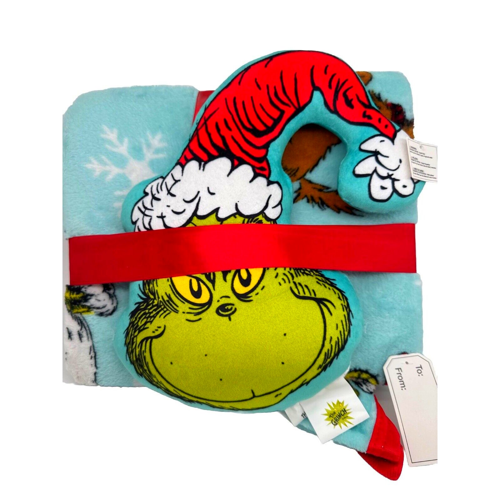 RARE NEW Dr. Seuss The Grinch Max Pillow Fleece Throw Blanket SET 40x50 NWT Bed