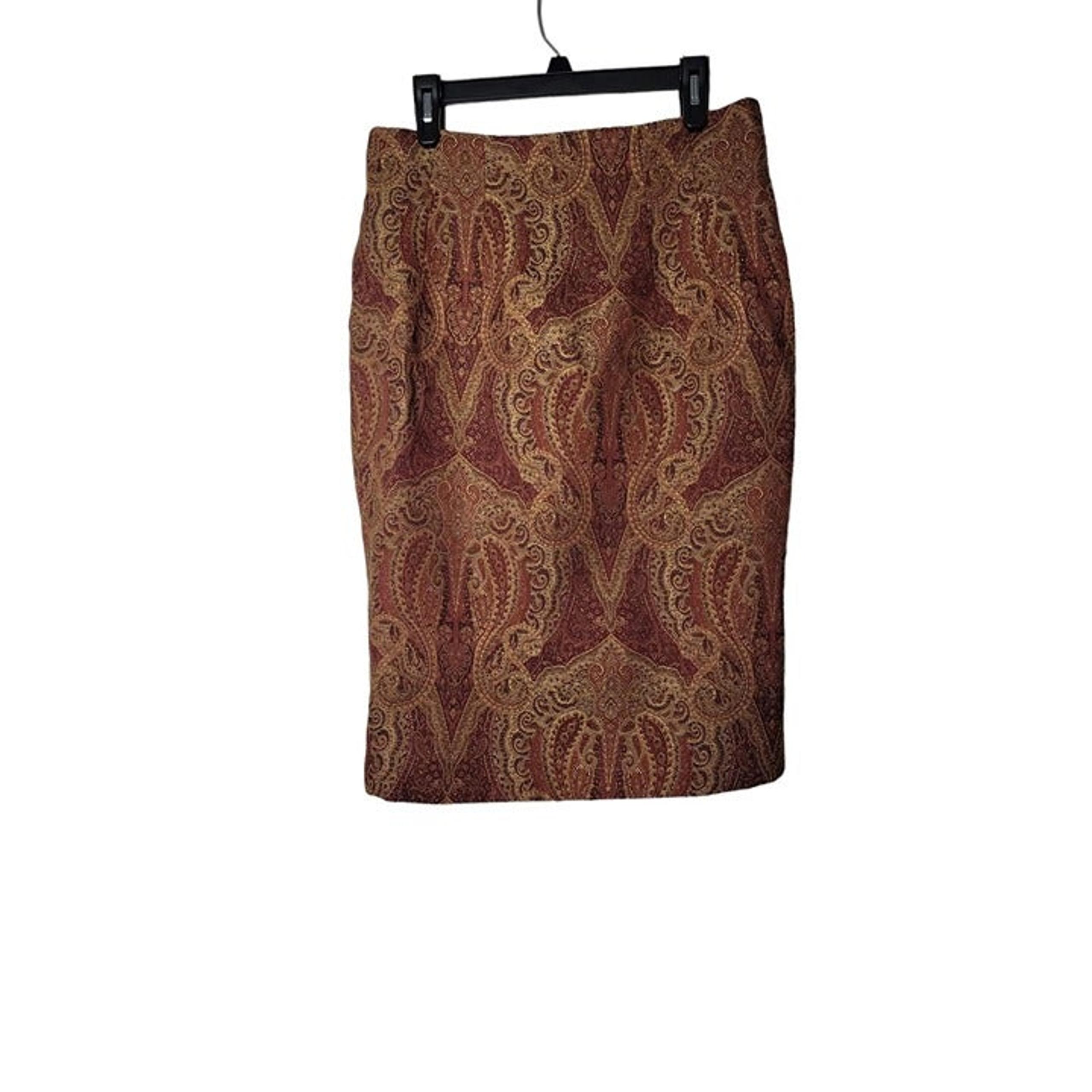 VTG Newport News Womens 12 Paisley Tapestry Textured Unique Lined Pencil Skirt