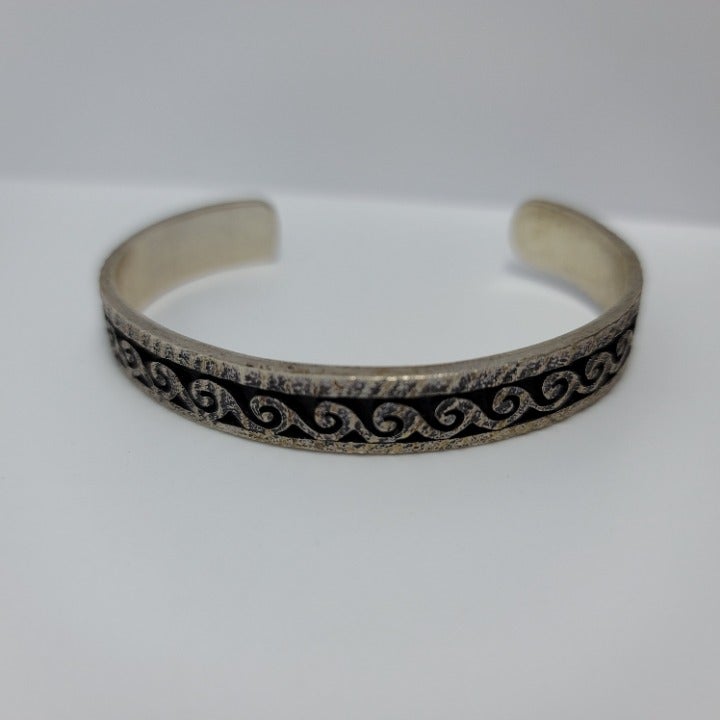 Sterling Waves Cuff by Gerald Honwytewa Lomaventema (Hopi)