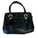 Ted Baker London Black Patent PVC Quilted Gold Logo Zip Buckle Agathis Bag Purse