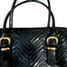 Ted Baker London Black Patent PVC Quilted Gold Logo Zip Buckle Agathis Bag Purse