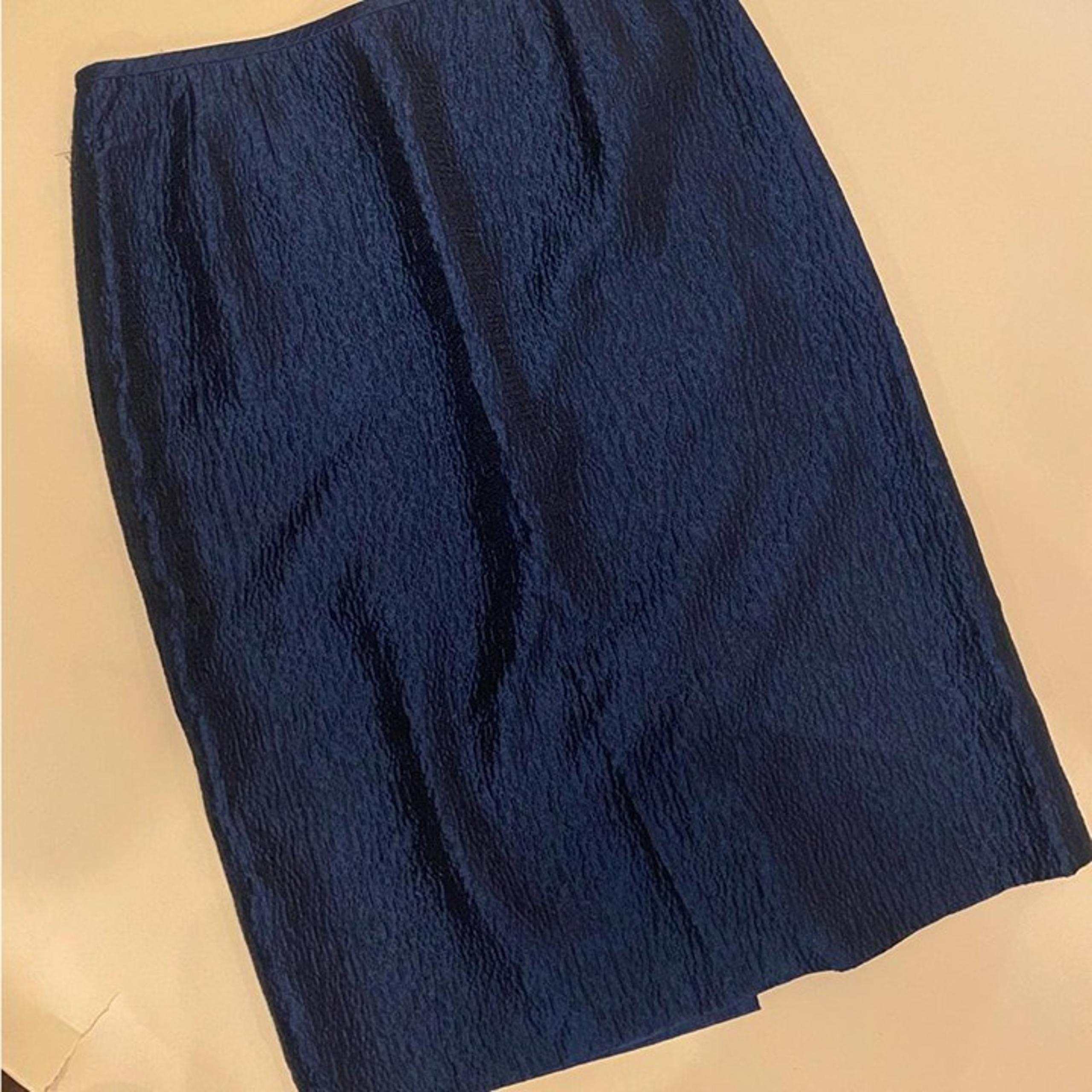 Albert Nipon Vintage Black Navy Blue Textured Pencil Skirt Size 12