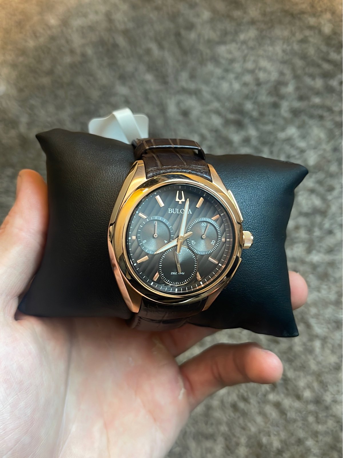 50% off! Bulova Mens Rose Gold Leather Watch